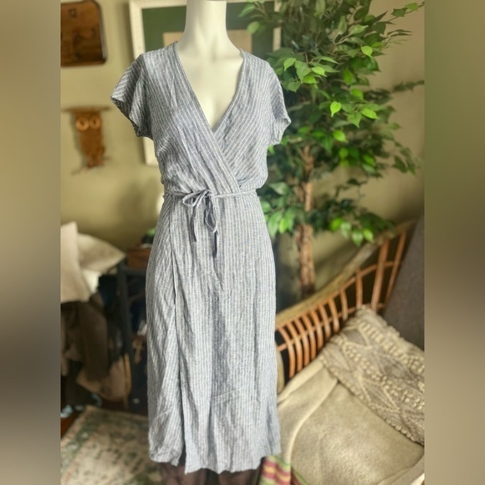 Banana Republic Linen Blend Striped Dress